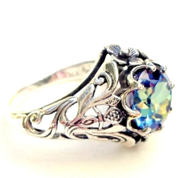 925 silver gorgeous multi colorful stone women's ring - Picture 11 of 11